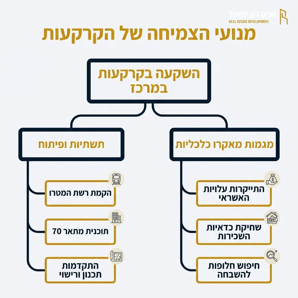 אינפוגרפיקה — מנועי הצמיחה של הקרקעות: השקעה בקרקעות במרכז